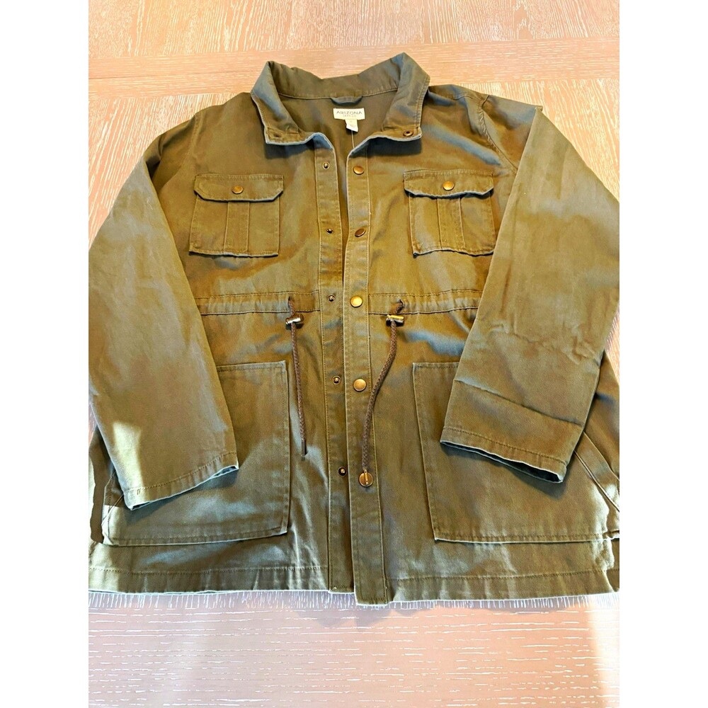 Arizona Jean Co Men's Green Military Button Jacket w/ Pockets, XL (50" Chest)